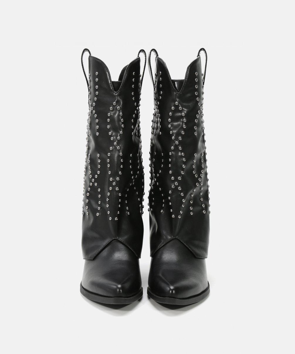 Botas cowboy tacón media caña tachas image number null